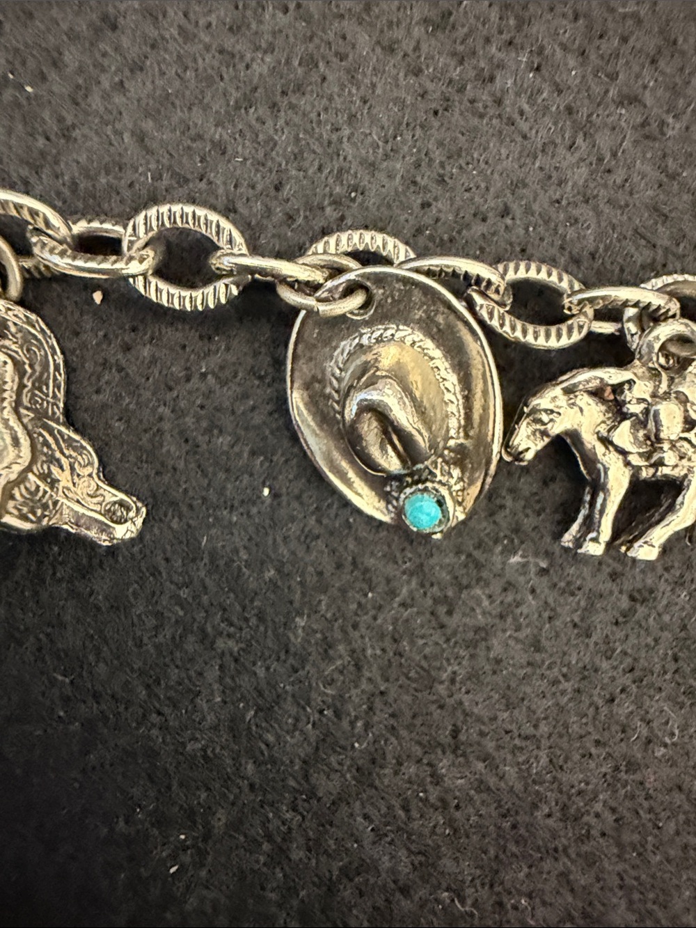 Silver-Tone Western Charm Bracelet with Turquoise Accents - Picture 6 of 10